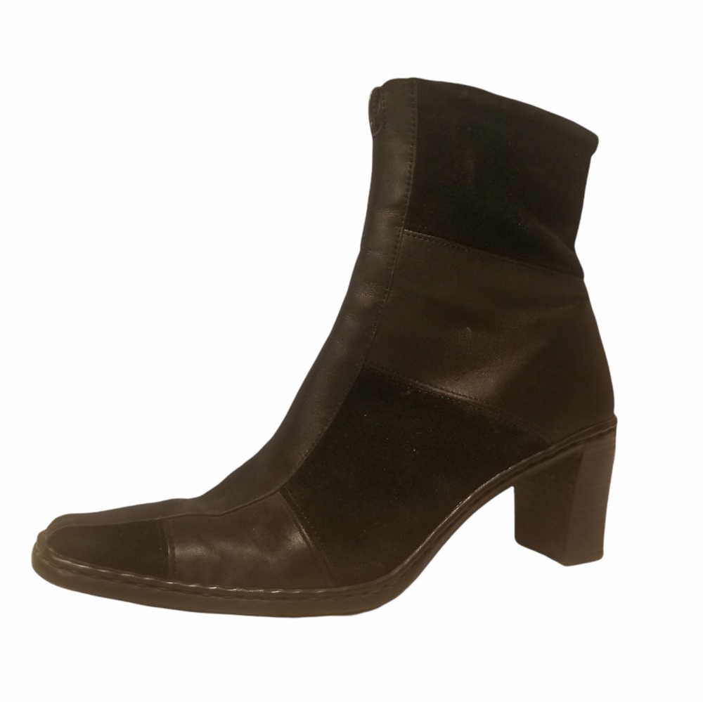 Josef seibel women's black leather and suede square top ankle boots